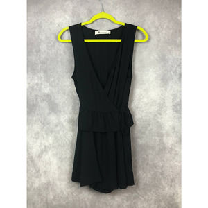 The Impeccable Pig Romper Black Ruffled Tie Waist Size Large‎ Comfy